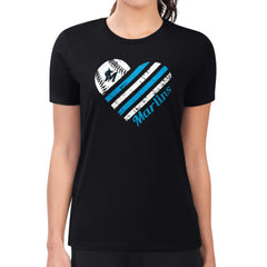 MLB Miami Marlins G-III 4Her by Carl Banks Women's Super-Slim Fit Lightweight Heart Graphic T-Shirt