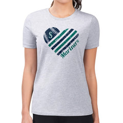 MLB Seattle Mariners G-III 4Her by Carl Banks Women's Super-Slim Fit Lightweight Heart Graphic T-Shirt