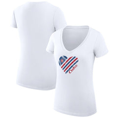 MLB Chicago Cubs G-III 4Her by Carl Banks Women's Super-Slim Fit Lightweight Heart V-Neck T-Shirt