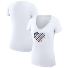 MLB Detroit Tigers G-III 4Her by Carl Banks Women's Super-Slim Fit Lightweight Heart V-Neck T-Shirt