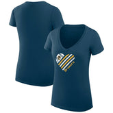 MLB Milwaukee Brewers G-III 4Her by Carl Banks Women's Super-Slim Fit Lightweight Heart V-Neck T-Shirt