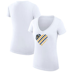 MLB Milwaukee Brewers G-III 4Her by Carl Banks Women's Super-Slim Fit Lightweight Heart V-Neck T-Shirt