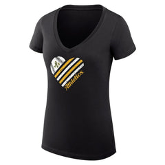 MLB Athletics G-III 4Her by Carl Banks Women's Super-Slim Fit Lightweight Heart V-Neck T-Shirt