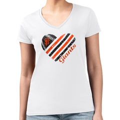 MLB San Francisco Giants G-III 4Her by Carl Banks Women's Super-Slim Fit Lightweight Heart V-Neck T-Shirt