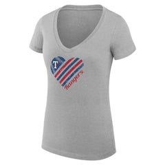 MLB Texas Rangers G-III 4Her by Carl Banks Women's Super-Slim Fit Lightweight Heart V-Neck T-Shirt