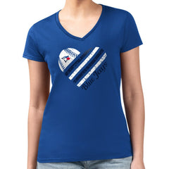 MLB Toronto Blue Jays G-III 4Her by Carl Banks Women's Super-Slim Fit Lightweight Heart V-Neck T-Shirt