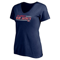 NHL Navy Columbus Blue Jackets Women's Mascot In Bounds V-Neck T-Shirt
