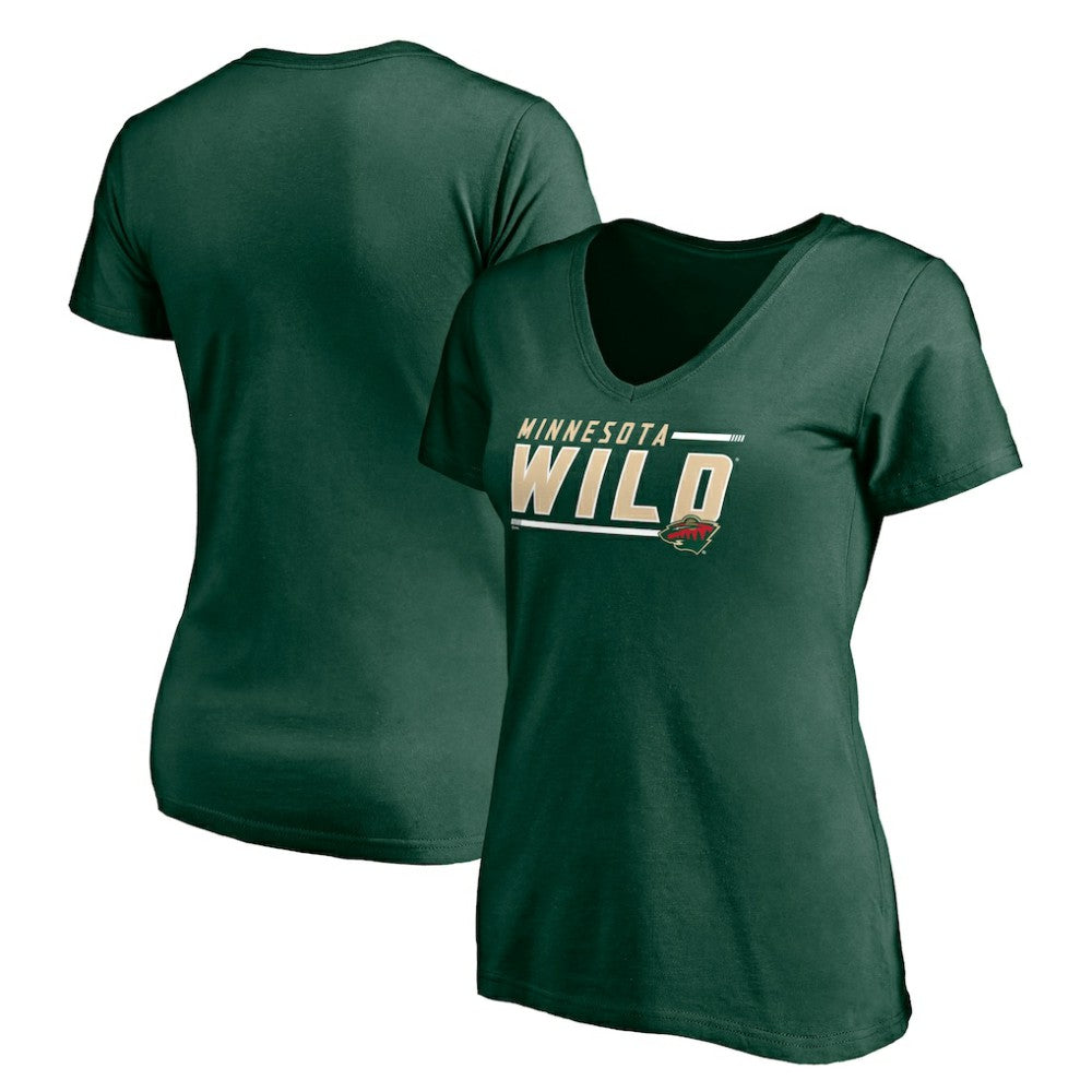 NHL Green Minnesota Wild Women's Mascot In Bounds V-Neck T-Shirt