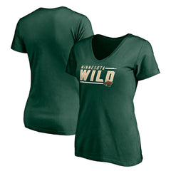 NHL Green Minnesota Wild Women's Mascot In Bounds V-Neck T-Shirt