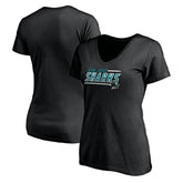 NHL Black San Jose Sharks Women's Mascot In Bounds V-Neck T-Shirt