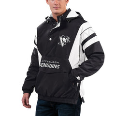 NHL Black/White Pittsburgh Penguins Starter x NHL Black Ice Home Team Half-Zip Pullover Hoodie