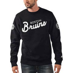 NHL Black Boston Bruins Starter x NHL Black Ice Cross Check Pullover Sweatshirt