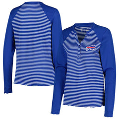 Antigua Women's Maverick Waffle Henley Long Sleeve T-Shirt - Buffalo Bills