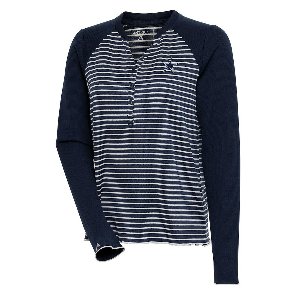 Antigua Women's Maverick Waffle Henley Long Sleeve T-Shirt - Dallas Cowboys
