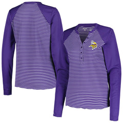 Antigua Women's Maverick Waffle Henley Long Sleeve T-Shirt - Minnesota Vikings