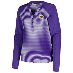 Antigua Women's Maverick Waffle Henley Long Sleeve T-Shirt - Minnesota Vikings