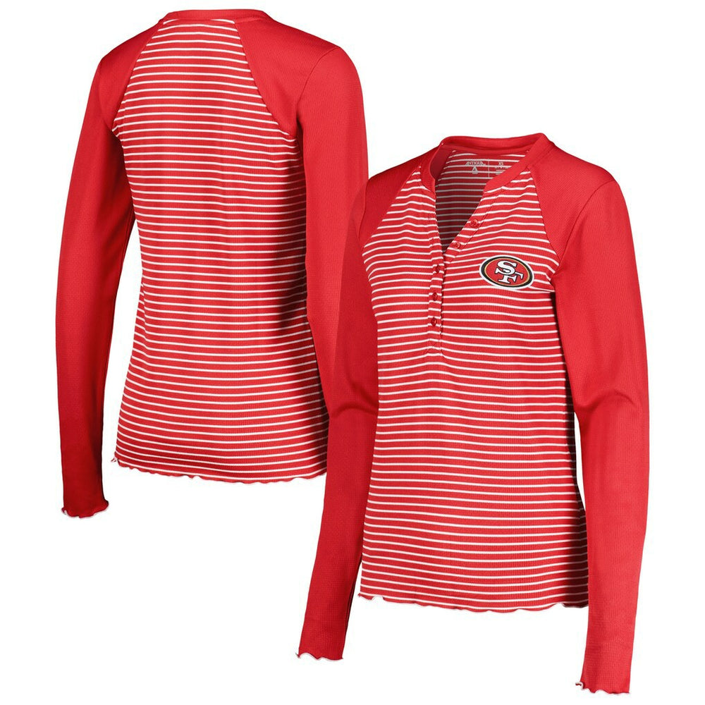 Antigua Women's Maverick Waffle Henley Long Sleeve T-Shirt - San Francisco 49ers