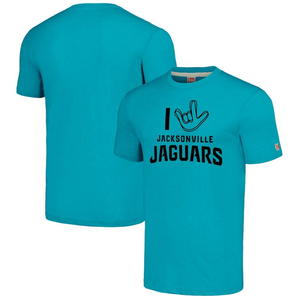 Homage Unisex The NFL ASL Collection by Love Sign Tri-Blend T-Shirt - Jacksonville Jaguars