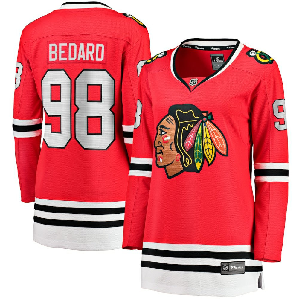 NHL Red Connor Bedard Chicago Blackhawks Fanatics Women's Home Breakaway Player Jersey