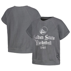 NBA Golden State Warriors The Wild Collective Women's Embroidered Fleece Raglan Short Sleeve Pullover Sweatshirt sale