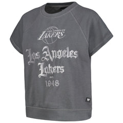 NBA Los Angeles Lakers The Wild Collective Women's Embroidered Fleece Raglan Short Sleeve Pullover Sweatshirt