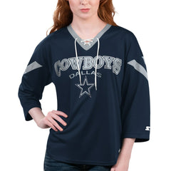 Starter Women's Rally Lace-Up 3/4-Sleeve T-Shirt - Dallas Cowboys
