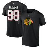 NHL Black Connor Bedard Chicago Blackhawks Fanatics Authentic Stack Name & Number T-Shirt