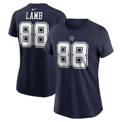 CeeDee Lamb Women's Player Name & Number T-Shirt - Dallas Cowboys