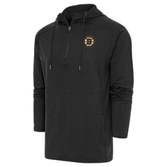 NHL Heather Black Boston Bruins Antigua Spikes Raglan Quarter-Zip Hoodie