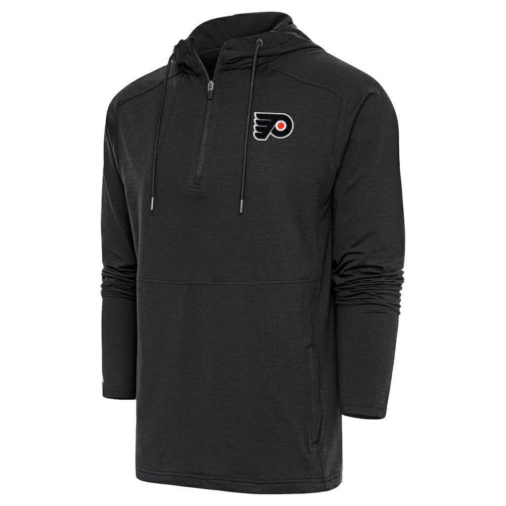 NHL Heather Black Philadelphia Flyers Antigua Spikes Raglan Quarter-Zip Hoodie