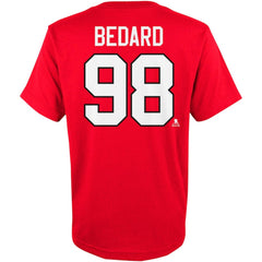 NHL Red Connor Bedard Chicago Blackhawks Youth Player Name & Number T-Shirt