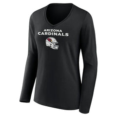 Women's Personalized Name & Number Team Wordmark Long Sleeve V-Neck T-Shirt - Arizona Cardinals