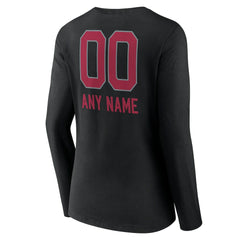 Women's Personalized Name & Number Team Wordmark Long Sleeve V-Neck T-Shirt - Arizona Cardinals