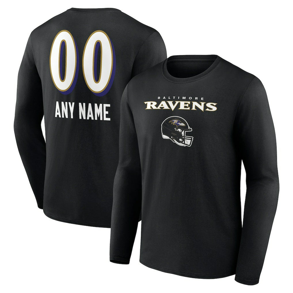 Personalized Name & Number Team Wordmark Long Sleeve T-Shirt - Baltimore Ravens