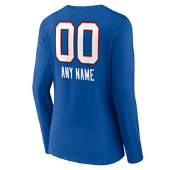 Women's Personalized Name & Number Team Wordmark Long Sleeve V-Neck T-Shirt - Buffalo Bills