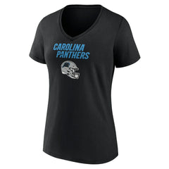 Women's Personalized Name & Number Team Wordmark V-Neck T-Shirt - Carolina Panthers