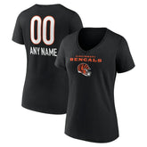Women's Personalized Name & Number Team Wordmark V-Neck T-Shirt - Cincinnati Bengals