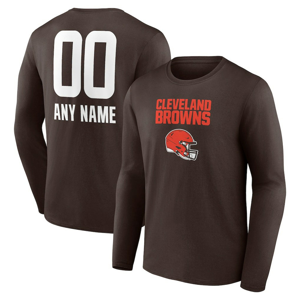 Personalized Name & Number Team Wordmark Long Sleeve T-Shirt - Cleveland Browns