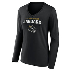Women's Personalized Name & Number Team Wordmark Long Sleeve V-Neck T-Shirt - Jacksonville Jaguars
