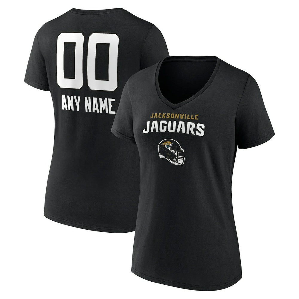 Women's Personalized Name & Number Team Wordmark V-Neck T-Shirt - Jacksonville Jaguars