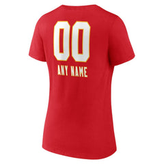 Women's Personalized Name & Number Team Wordmark V-Neck T-Shirt - Kansas City Chiefs