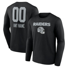 Personalized Name & Number Team Wordmark Long Sleeve T-Shirt - Las Vegas Raiders