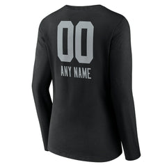 Women's Personalized Name & Number Team Wordmark Long Sleeve V-Neck T-Shirt - Las Vegas Raiders