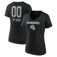 Women's Personalized Name & Number Team Wordmark V-Neck T-Shirt - Las Vegas Raiders