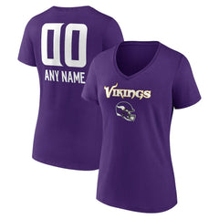 Women's Personalized Name & Number Team Wordmark V-Neck T-Shirt - Minnesota Vikings