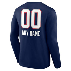 Personalized Name & Number Team Wordmark Long Sleeve T-Shirt - New England Patriots