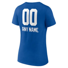 Women's Personalized Name & Number Team Wordmark V-Neck T-Shirt - New York Giants