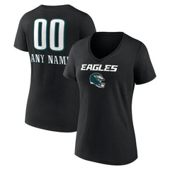 Women's Personalized Name & Number Team Wordmark V-Neck T-Shirt - Philadelphia Eagles