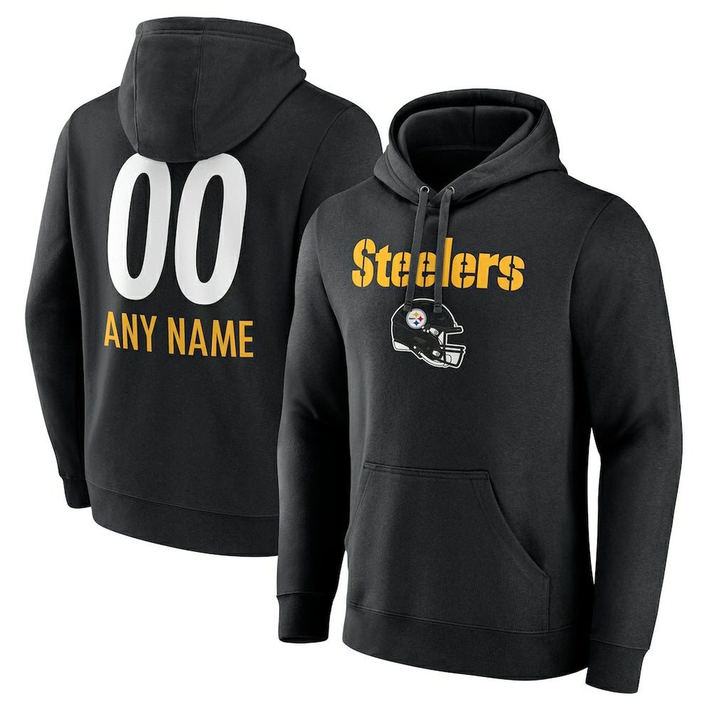 Personalized Name & Number Team Wordmark Pullover Hoodie - Pittsburgh Steelers