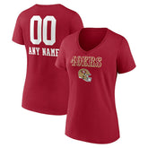 Women's Personalized Name & Number Team Wordmark V-Neck T-Shirt - San Francisco 49ers